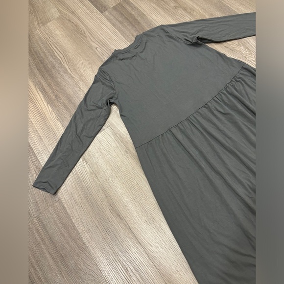 SOLD - NWT Eileen Fisher Size Small Dress Fine Jersey Shirred Maxi Sleeves Gray… - Picture 12 of 16